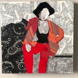 “Her Story in Pieces”  (12″ x 12″) Wood Panel