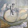 Bicycle Path Collage piece by Lynn Spencer Abstract Art with Toronto Waterfront Map and CN Tower in the Back. Muted colour scheme. An interesting piece to hang in your home. Canadian Wall Art