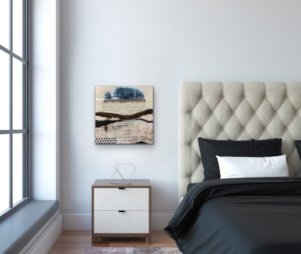 On the Edge of the City - Mixed Media with Rust and textured materials with environmental colours in a modern design by Lynn Spencer Abstract Art