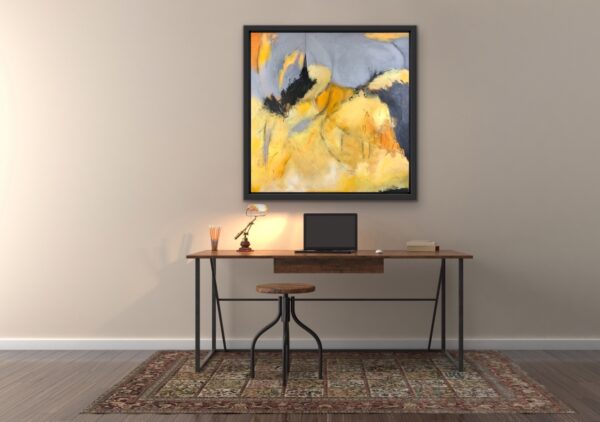 Heat Wave was painted on a very hot and humid day. The air was very thick and the pavement boiling hot. This large painting has lots of flow to it and perfect for over a couch, bed or for a big wall. Buy original Canadian Abstract Art by Lynn Spencer