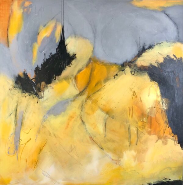 Heat Wave was painted on a very hot and humid day. The air was very thick and the pavement boiling hot. This large painting has lots of flow to it and perfect for over a couch, bed or for a big wall. Buy original Canadian Abstract Art by Lynn Spencer