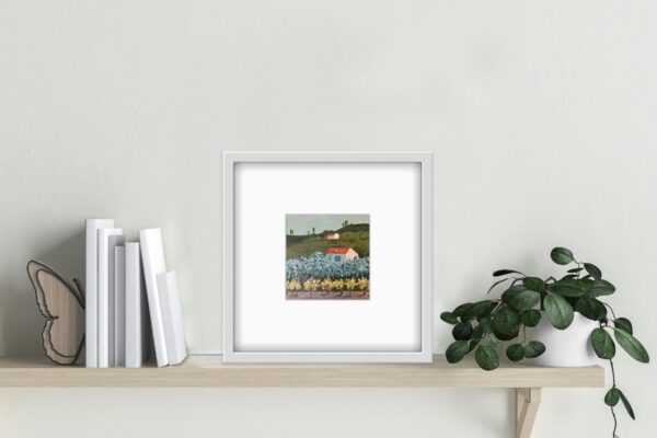 French Country by Lynn Spencer is the memory of France with outskirts with the grape and olive trees. This painting would be perfect in a little place that gives the feeling of France.
