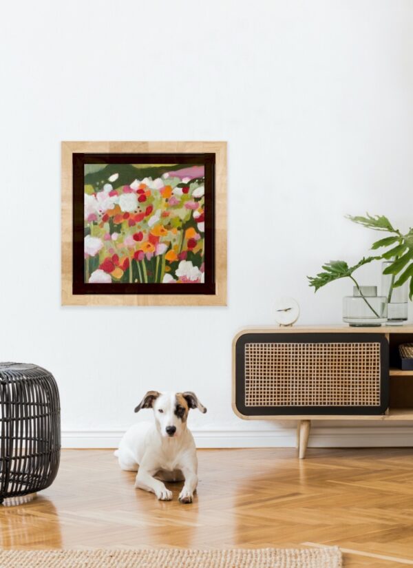 Happy Dance - Spring makes everyone happy after a long winter. Bright colours of flowers in a field. Buy colourful modern original art work