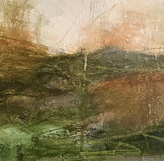 Harvest by Lynn Spencer Abstract Art. Displaying the warm hues of the beautiful fields to be harvested. Abstracted Landscape can add to your hallway or any room. Feel good about buying original art.