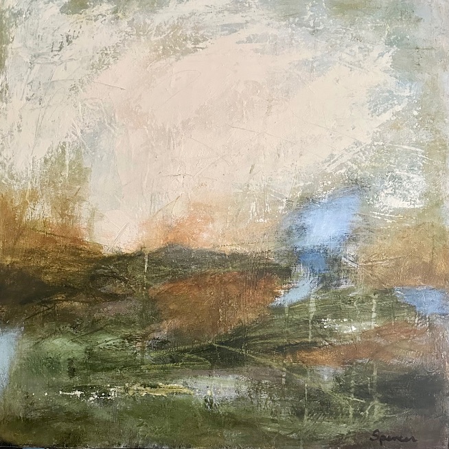 Harvest by Lynn Spencer Abstract Art. Displaying the warm hues of the beautiful fields to be harvested. Abstracted Landscape can add to your hallway or any room. Feel good about buying original art.