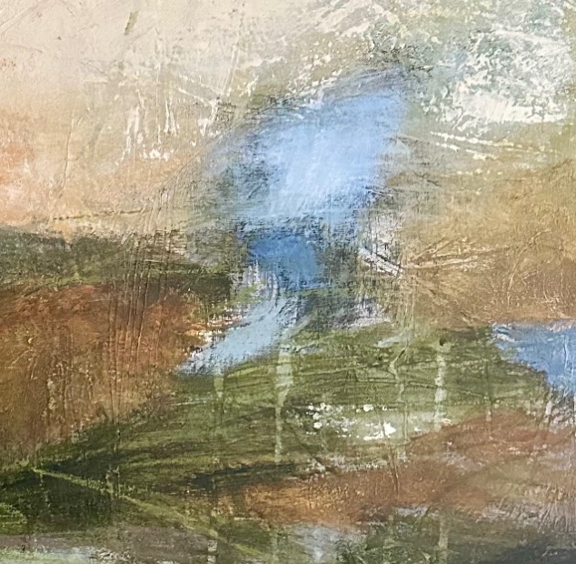 Harvest by Lynn Spencer Abstract Art. Displaying the warm hues of the beautiful fields to be harvested. Abstracted Landscape can add to your hallway or any room. Feel good about buying original art.