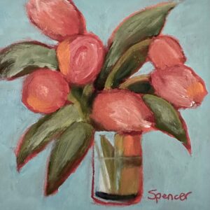 “Cute Tulips” 8″ x 8″ on birch panel