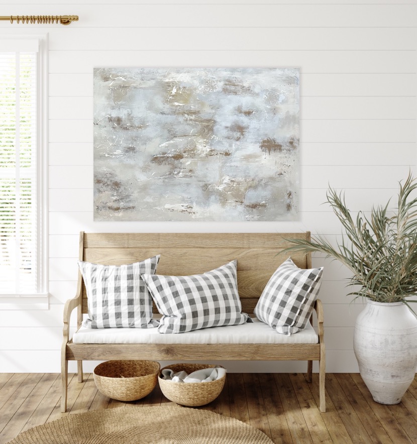 Neutral, textured, bronze, Large Abstract Painting by Lynn Spencer, perfect for living, bedroom or hallway can be hung horizontal or vertical