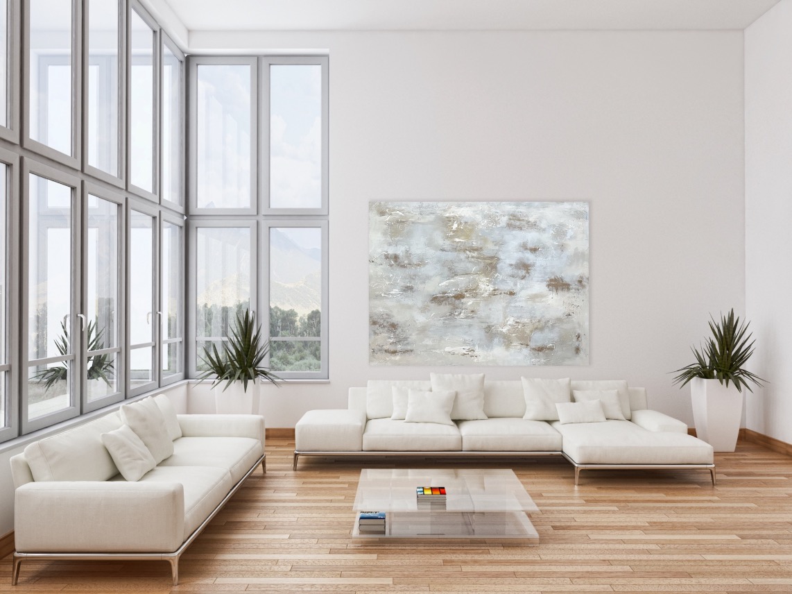 Neutral, textured, bronze, Large Abstract Painting by Lynn Spencer, perfect for living, bedroom or hallway can be hung horizontal or vertical