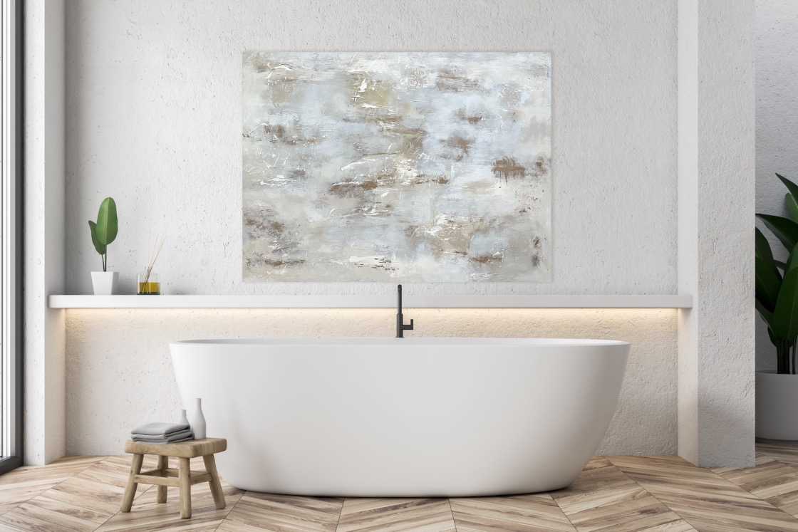 Neutral, textured, bronze, Large Abstract Painting by Lynn Spencer, perfect for living, bedroom or hallway can be hung horizontal or vertical