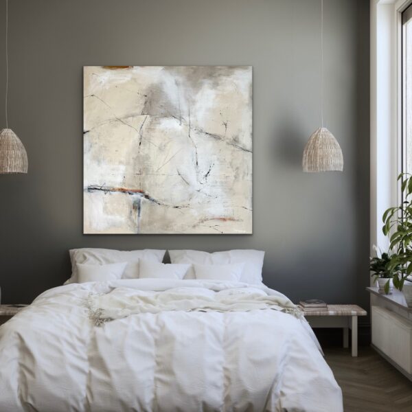 Figuratively Neutral Large Abstract Painting, perfect for living, bedroom or hallway