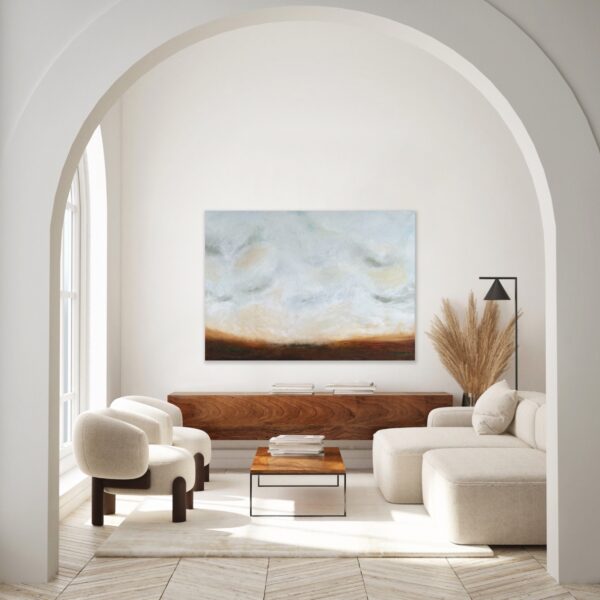 Abstract Art by Lynn Spencer. This abstracted landscape was inspired by the San Miguel Sunsets. I used a stumbling technique.
