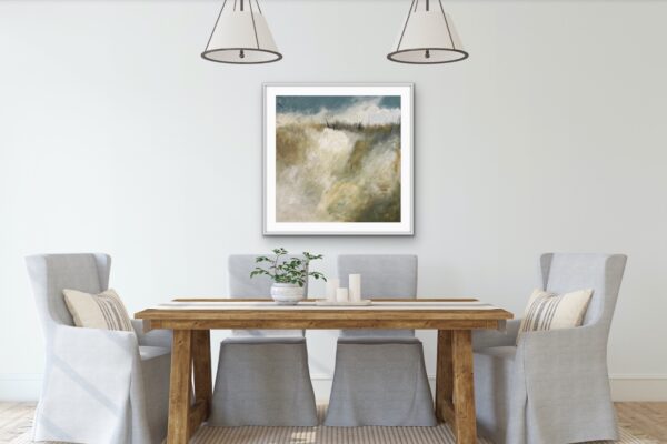 Large Wall Landscape by Lynn Spencer Abstract Art is inspired by driving in the country side. Peaceful feeling getting out of the city on a Sunday drive