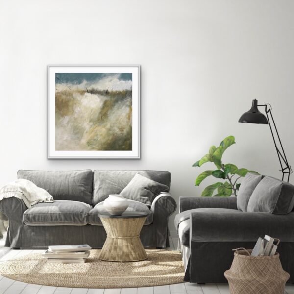 Large Wall Landscape by Lynn Spencer Abstract Art is inspired by driving in the country side. Peaceful feeling getting out of the city on a Sunday drive