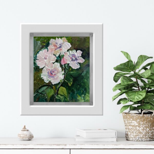 Primroses by Lynn Spencer Art was one of my first acrylic paintings. Inspired to capture the rich greens and luminous hues of the delicate petals.