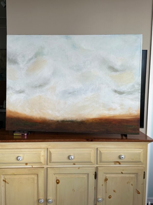 Abstract Art by Lynn Spencer. This abstracted landscape was inspired by the San Miguel Sunsets. I used a stumbling technique.
