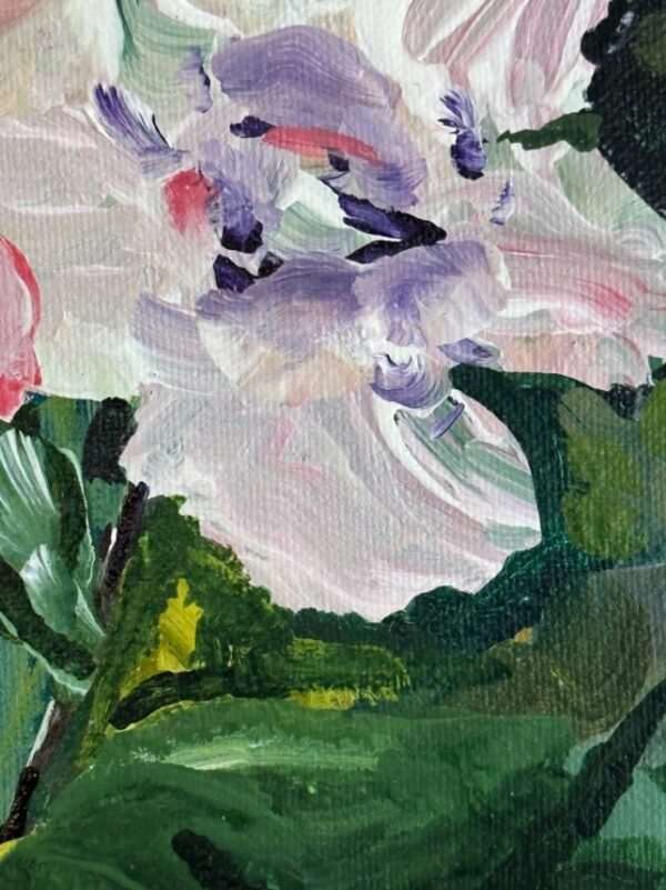 Primroses by Lynn Spencer Art was one of my first acrylic paintings. Inspired to capture the rich greens and luminous hues of the delicate petals.